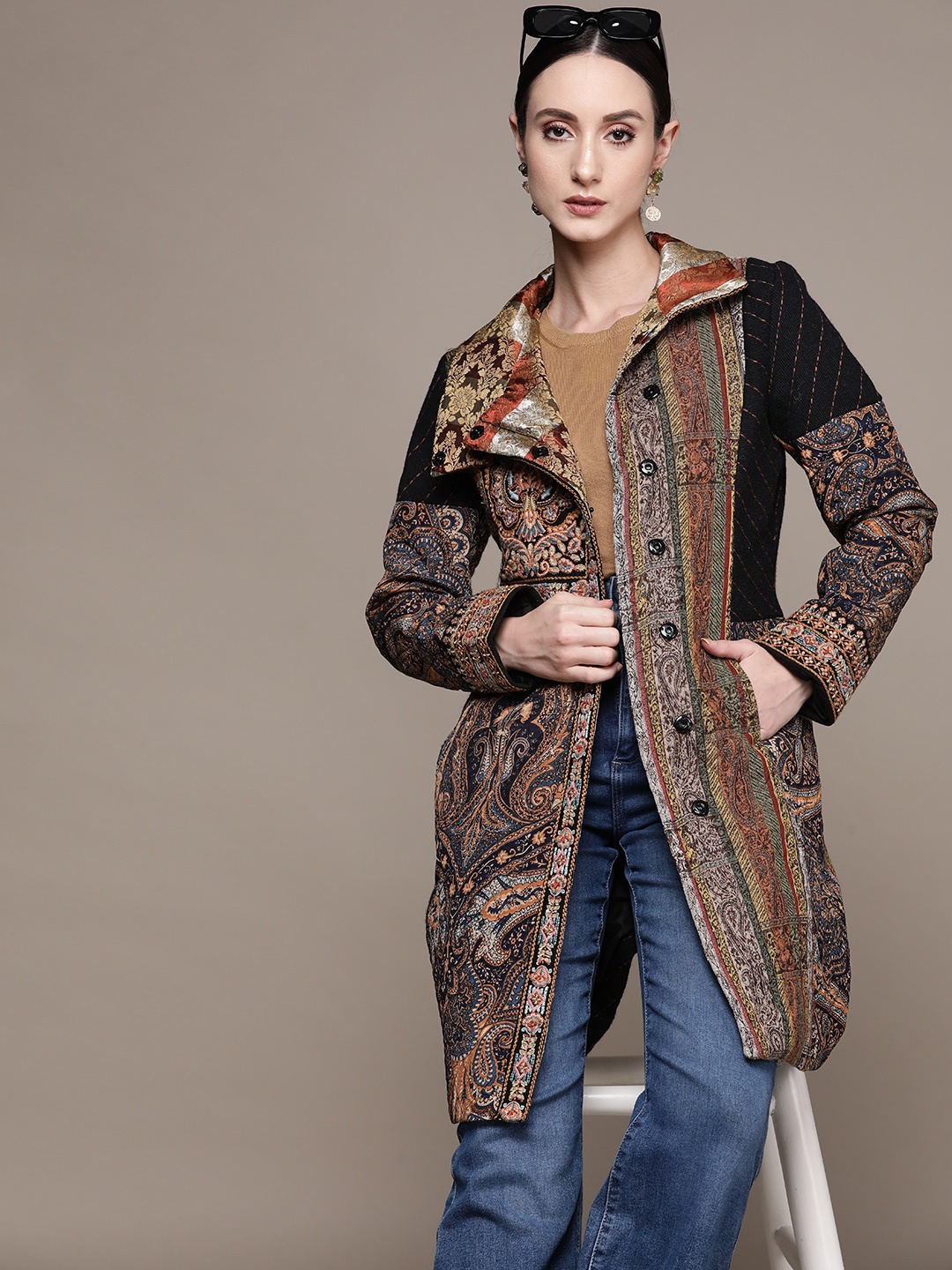 

Ritu Kumar Women Ethnic Print Embroidered Overcoat, Multi