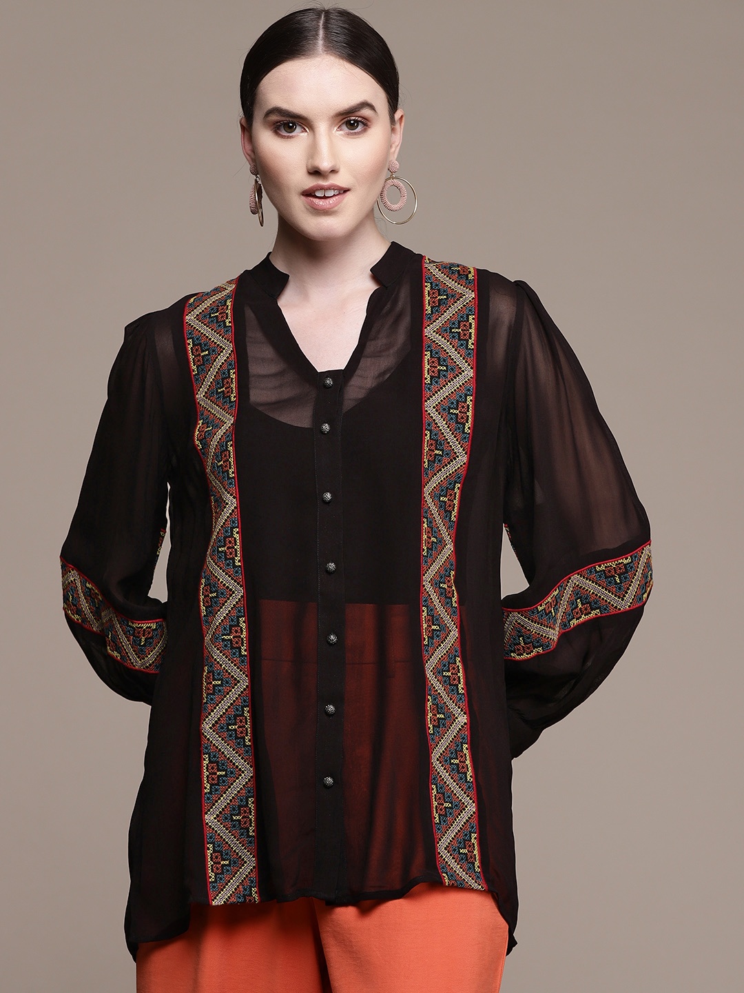 

Ritu Kumar Black Chevron Printed Kurti