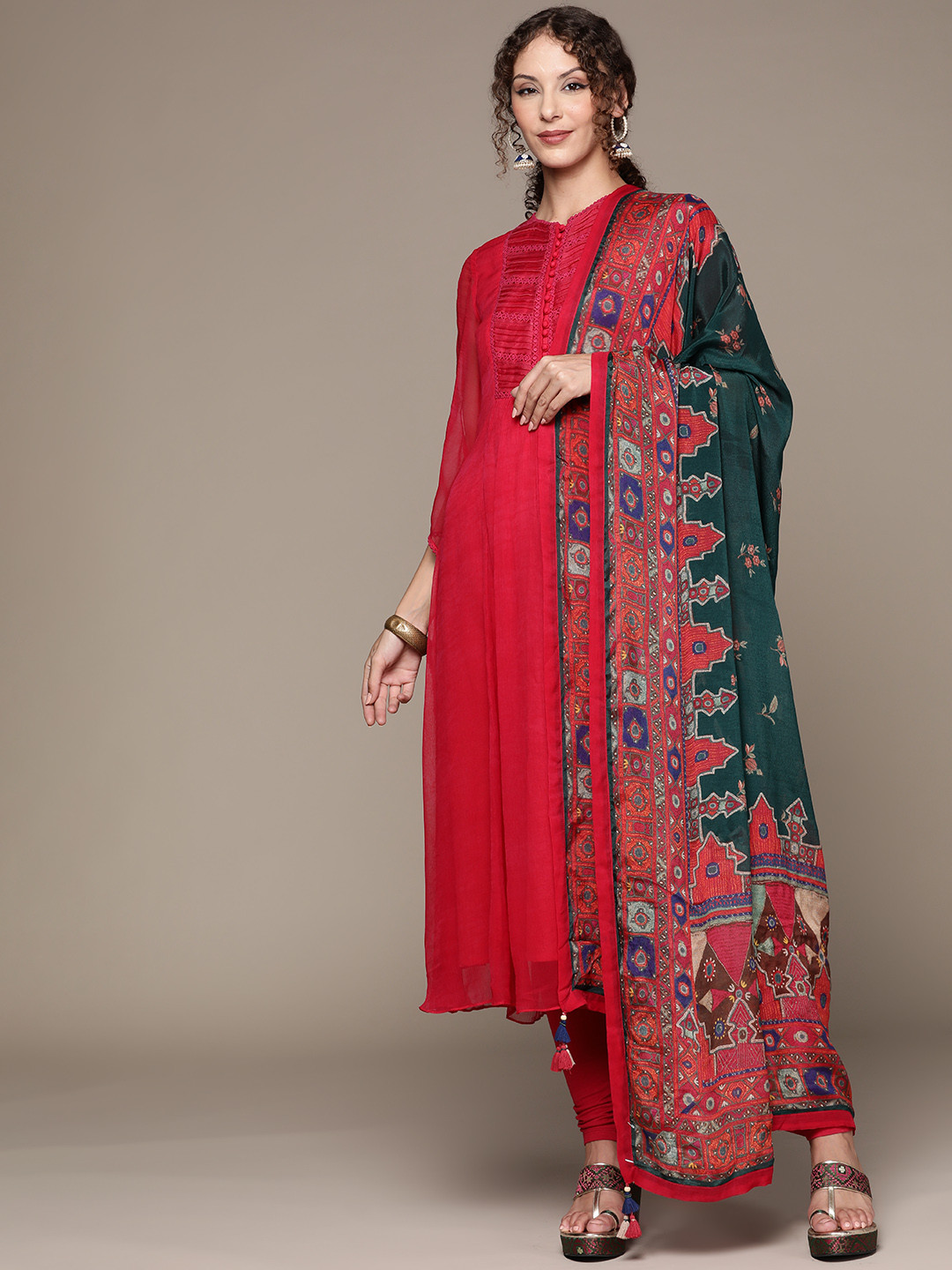 

Ritu Kumar Women Pink Solid Anarkali Kurta Set