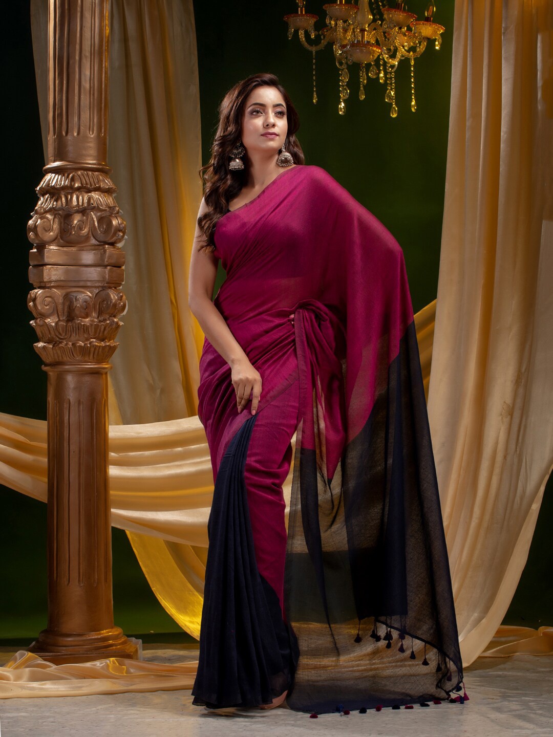 

Mitera Blue & Rose Pure Cotton Saree