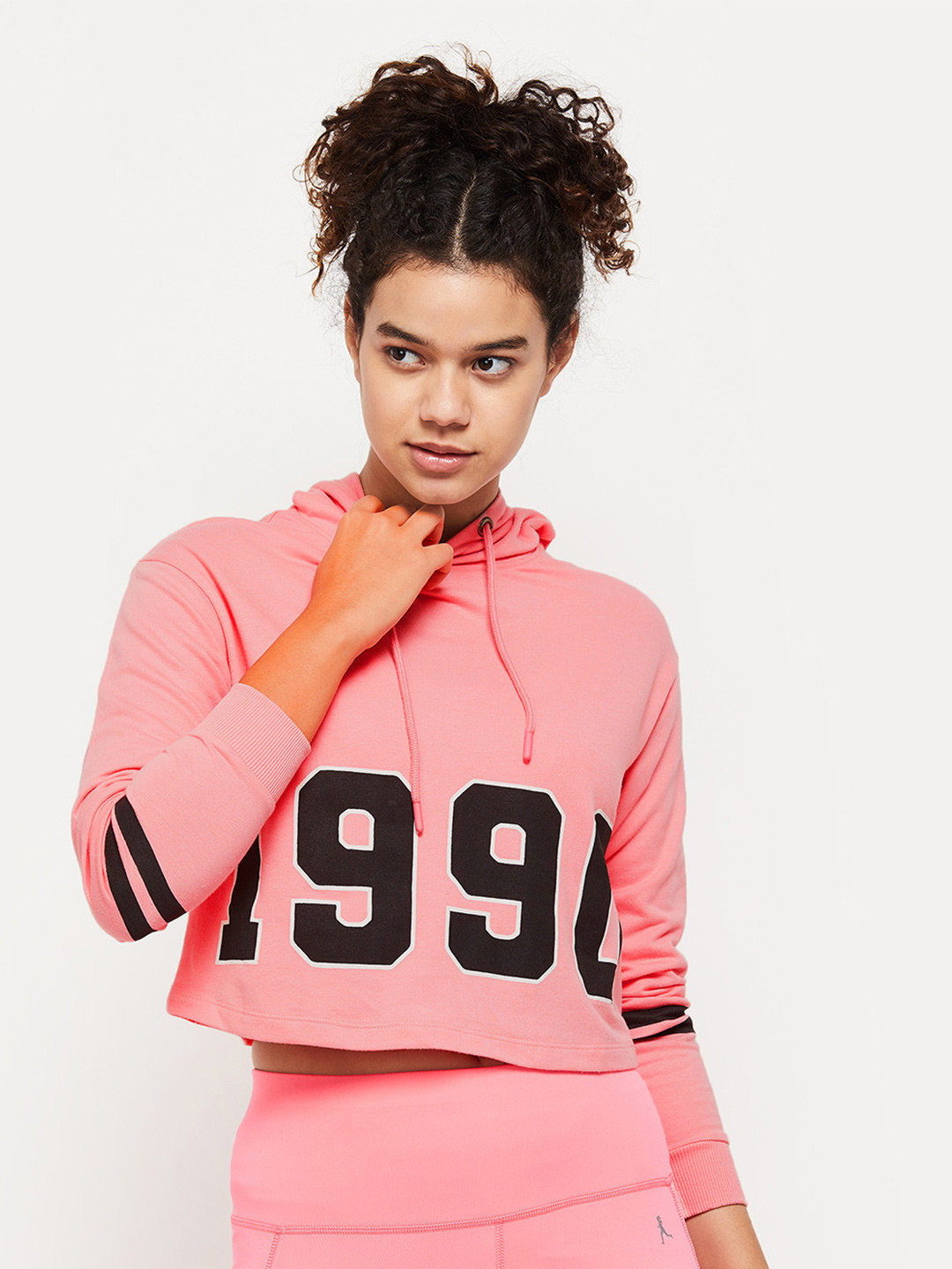 

max Women Pink Typography Printed Applique T-shirt