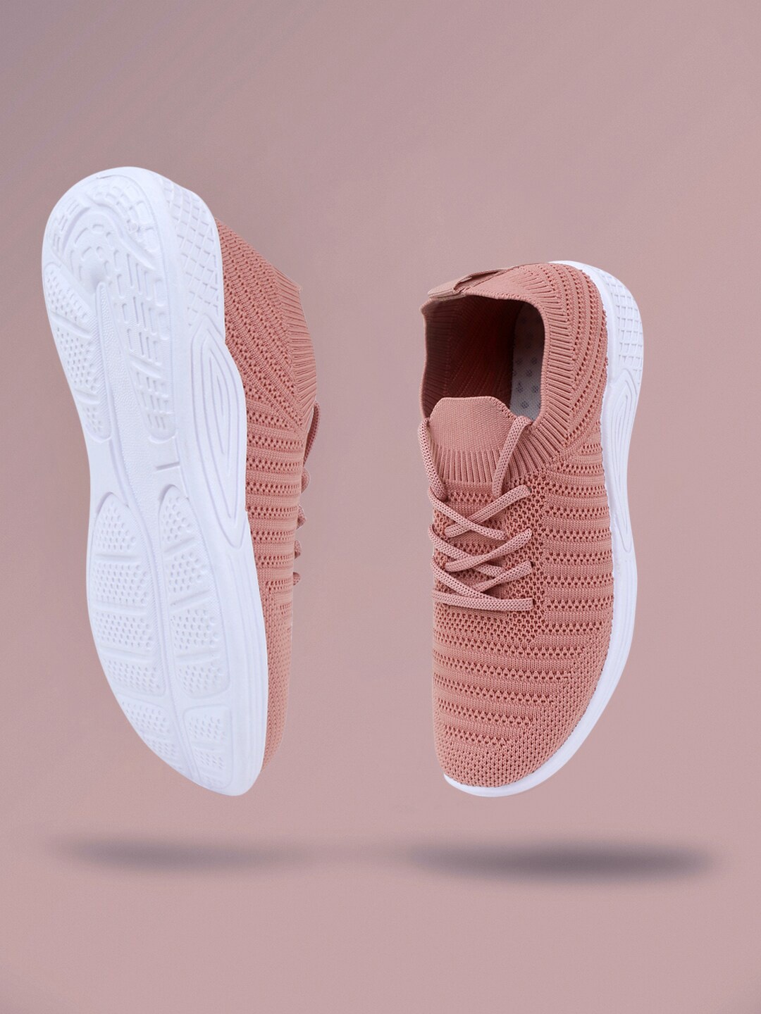 

Champs Women Peach-Coloured Woven Design Sneakers