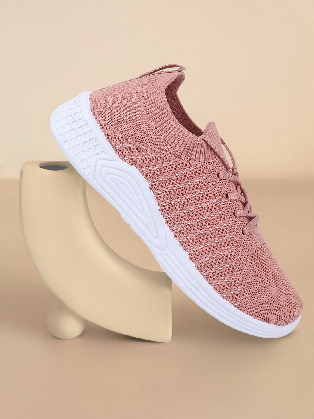 

Champs Women Peach-Coloured Woven Design Sneakers