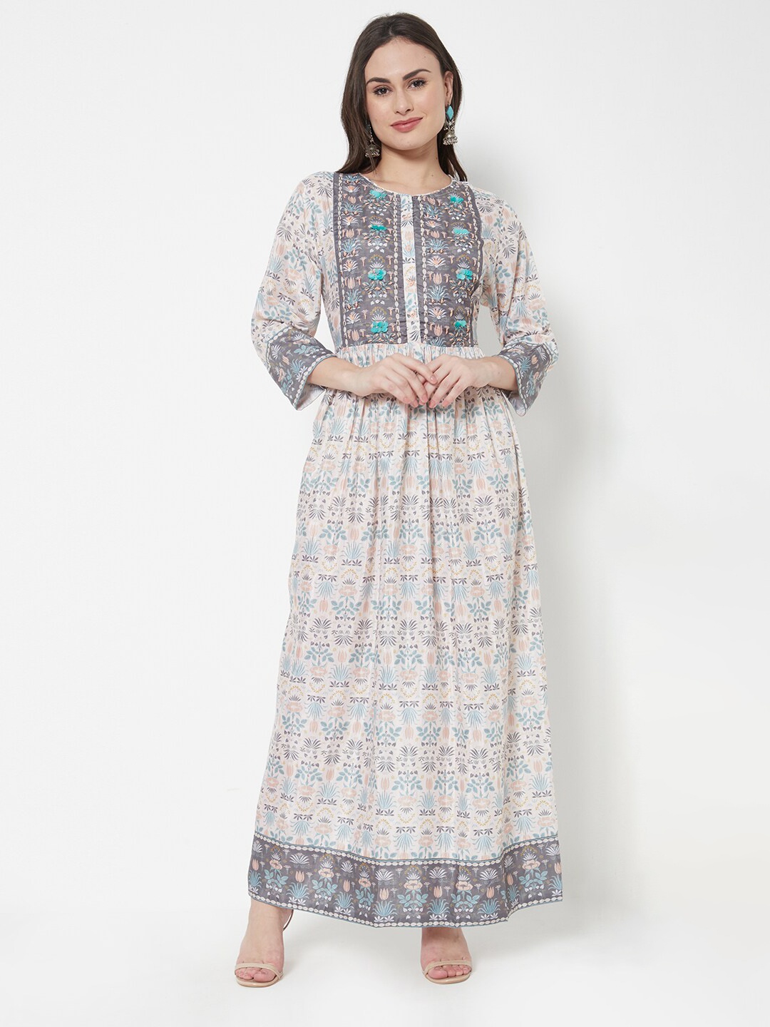 

HEEPOSH Cream-Coloured Floral Maxi Dress