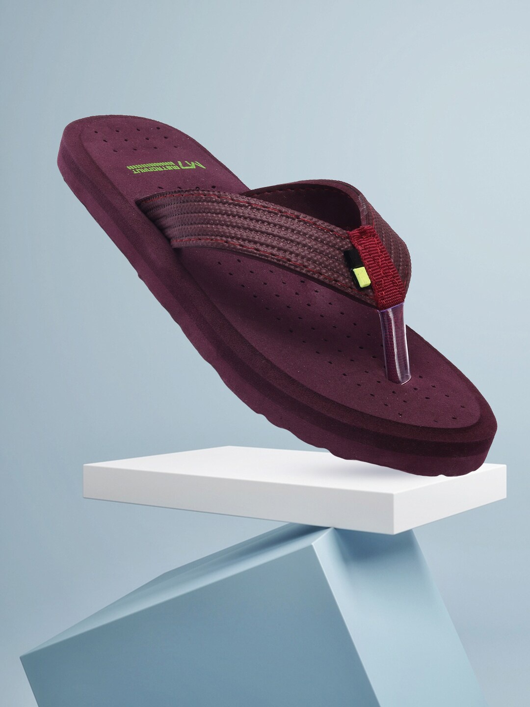 

M7 by Metronaut Women Burgundy & Red Solid Rubber Thong Flip-Flops