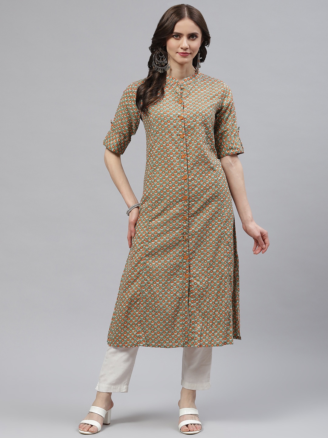 

kipek Women Green Ethnic Motifs Printed Kurta