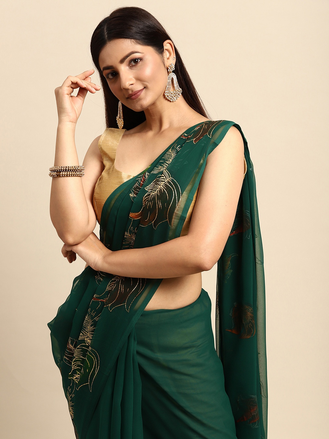 

Rani Saahiba Green Floral Saree