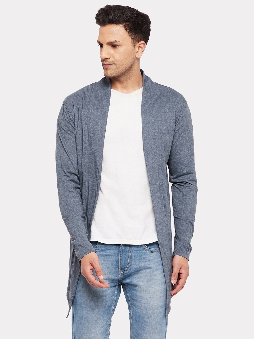 

CHILL WINSTON Men Blue Solid Longline Shrug