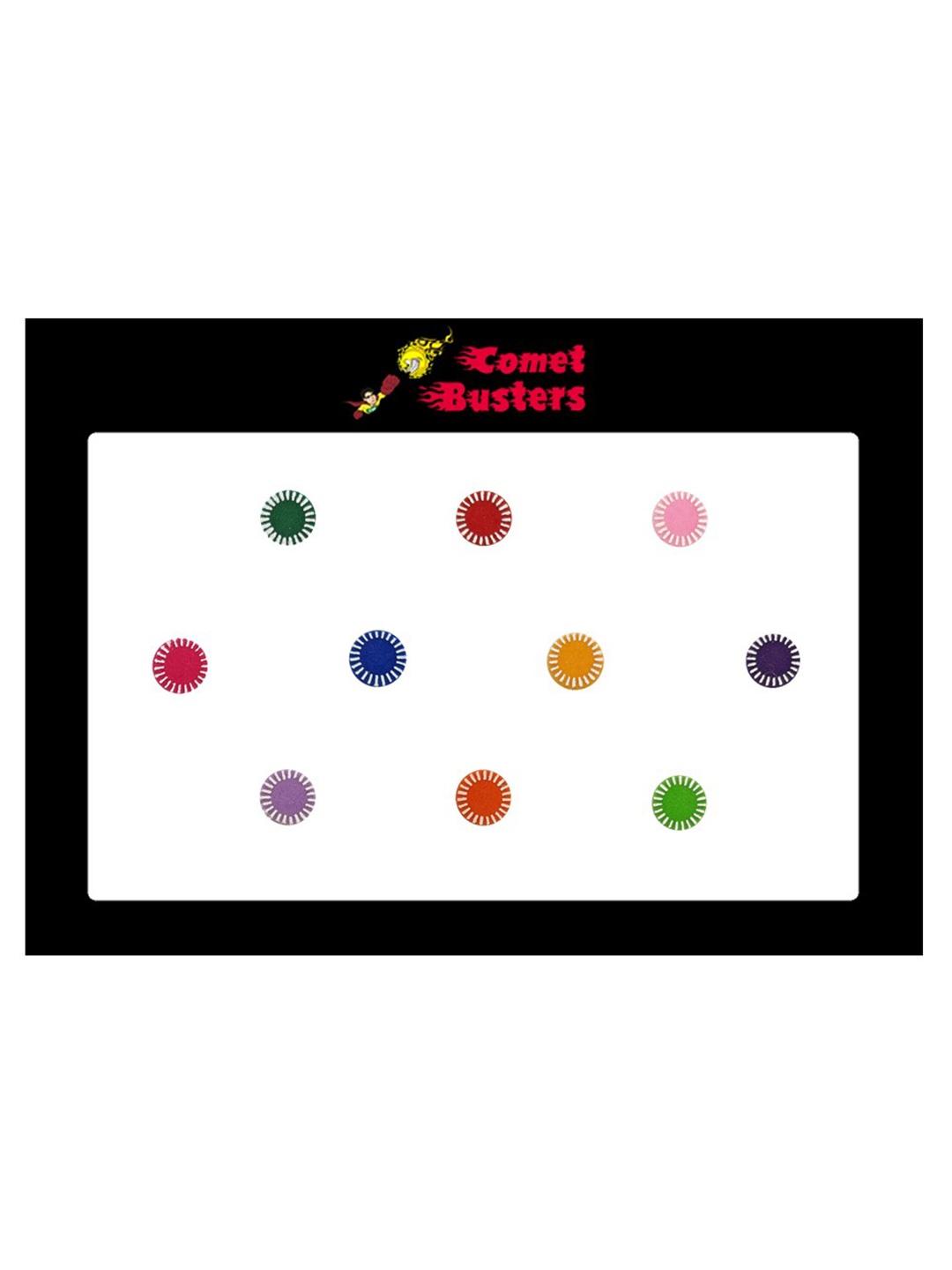 

Comet Busters 10 Pcs Reusable Designer Round Bindis - Multicoloured, Multi