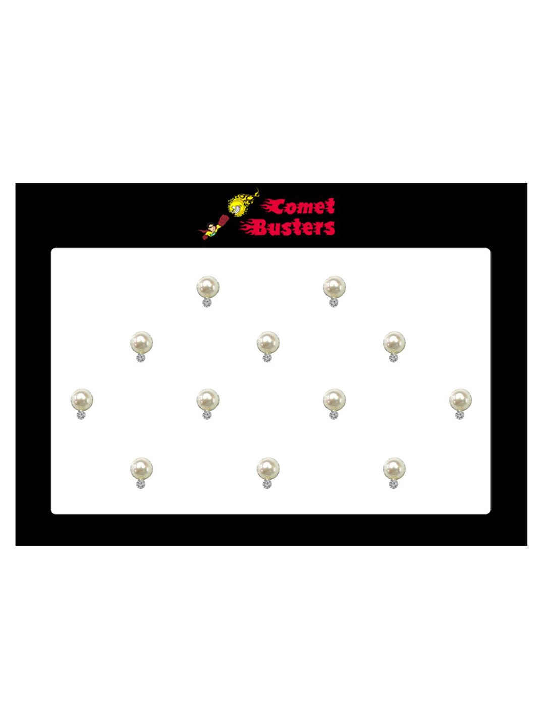 

Comet Busters 12 Pcs Embellished Reusable Designer Bindis - Off-White