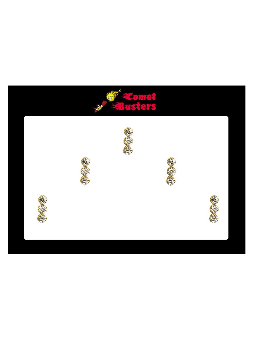 

Comet Busters 5 Pcs Embellished Reusable Designer Bindis - Gold-Toned