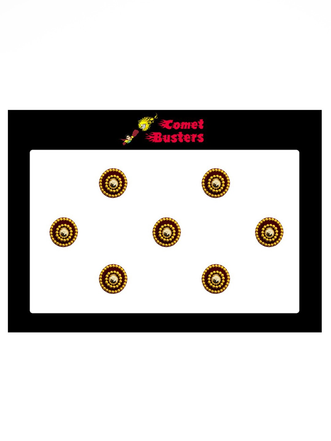 

Comet Busters 7 Pcs Beaded Reusable Designer Bindis - Maroon & Gold-Toned