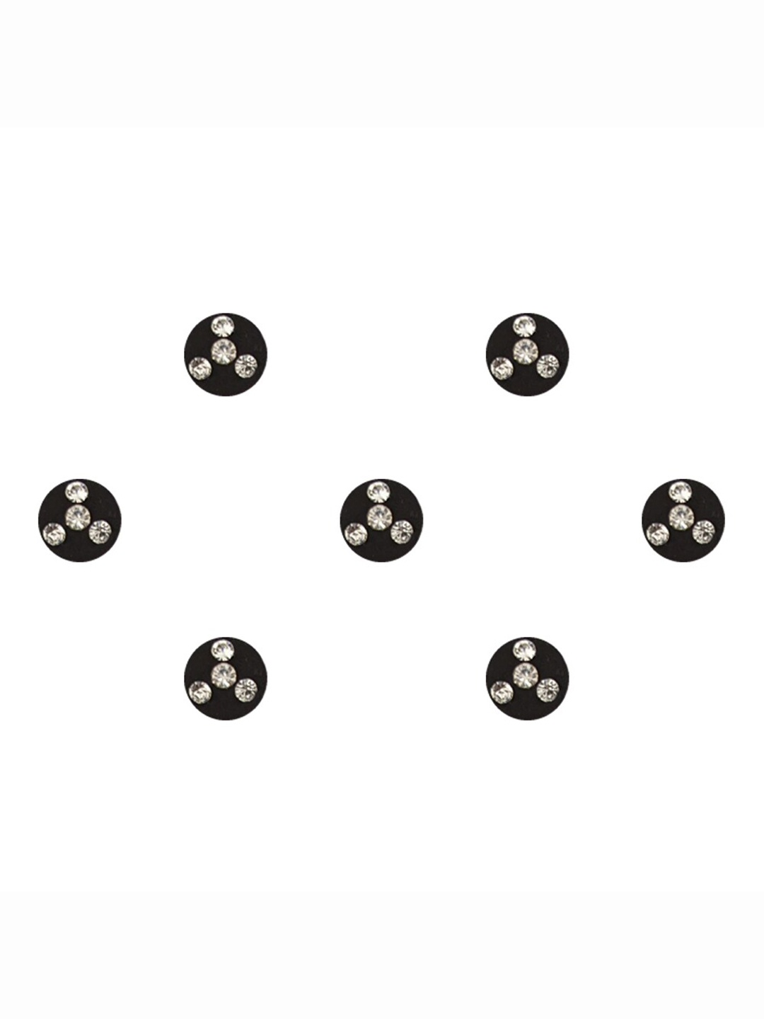 

Comet Busters 7 Pcs Embellished Reusable Designer Round Bindis - Black