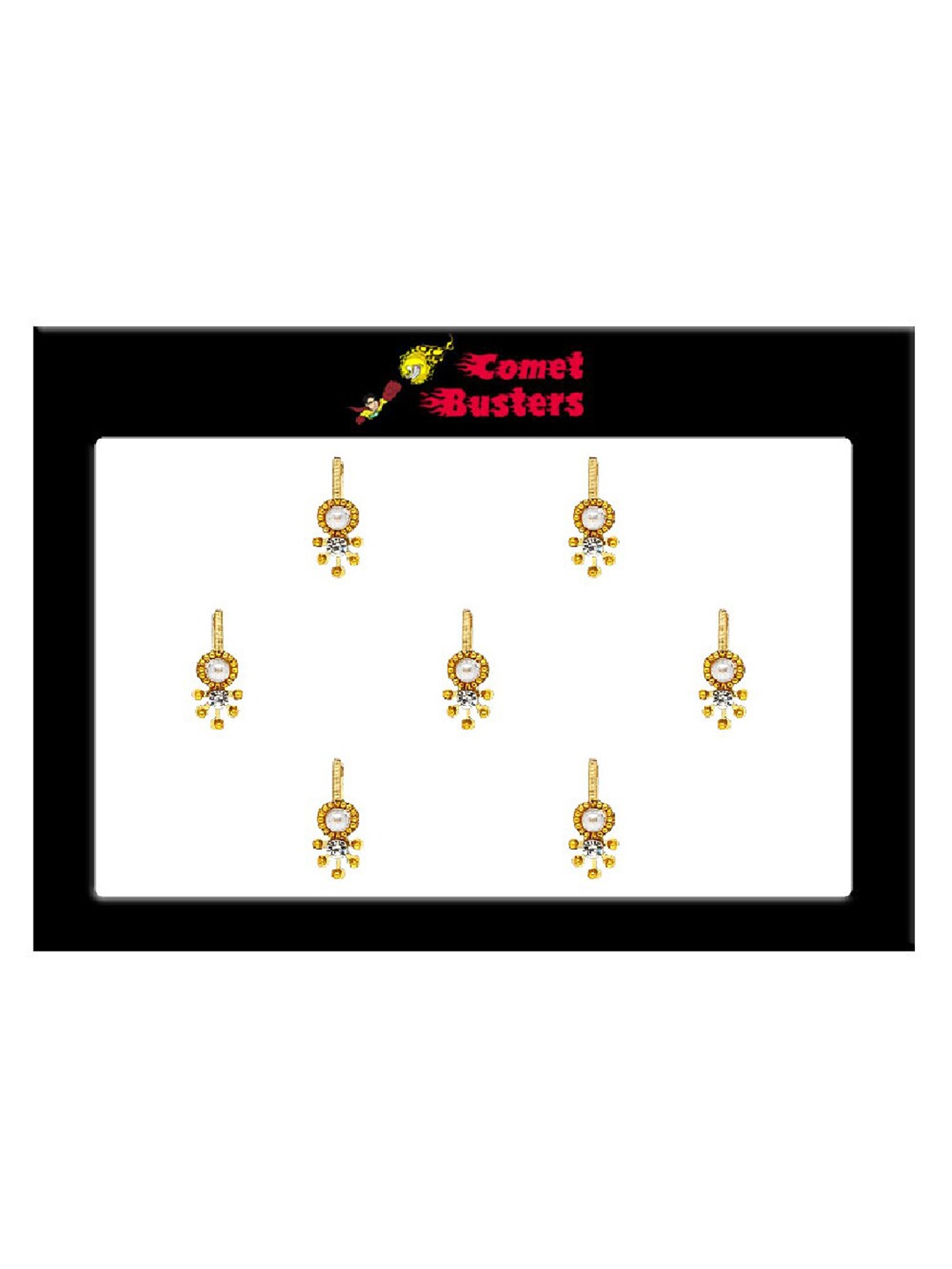 

Comet Busters 7 Pcs Embellished Reusable Designer Bindis - Gold-Toned