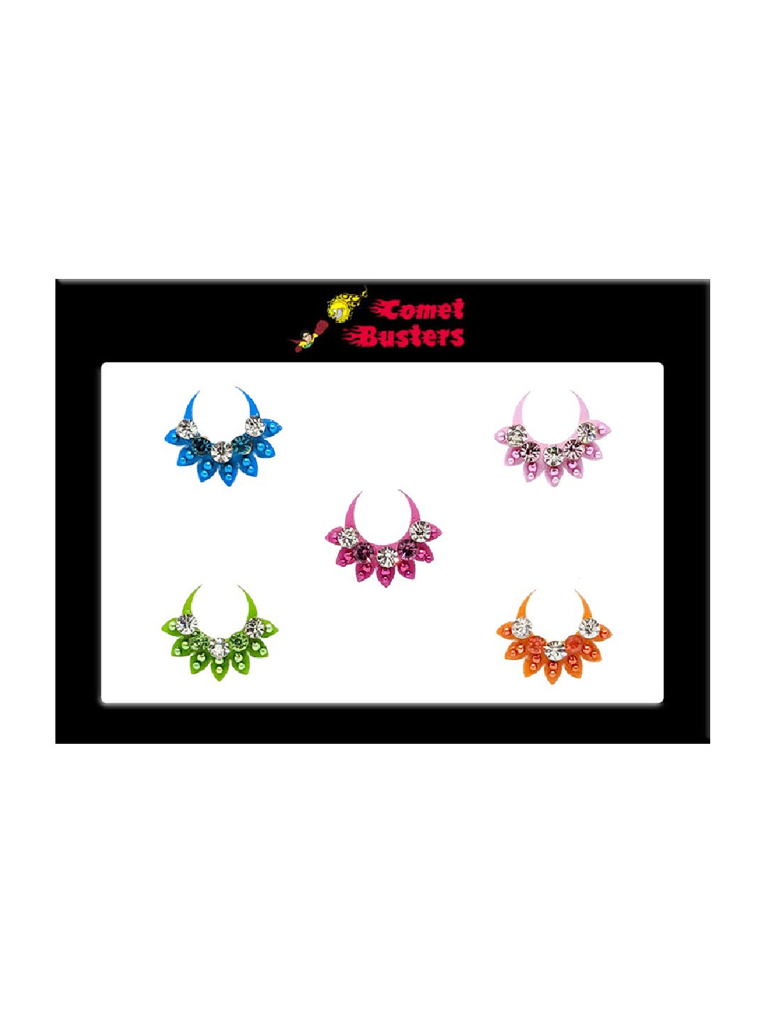 

Comet Busters 5 Pcs Embellished Reusable Designer Bindis - Multicoloured, Multi