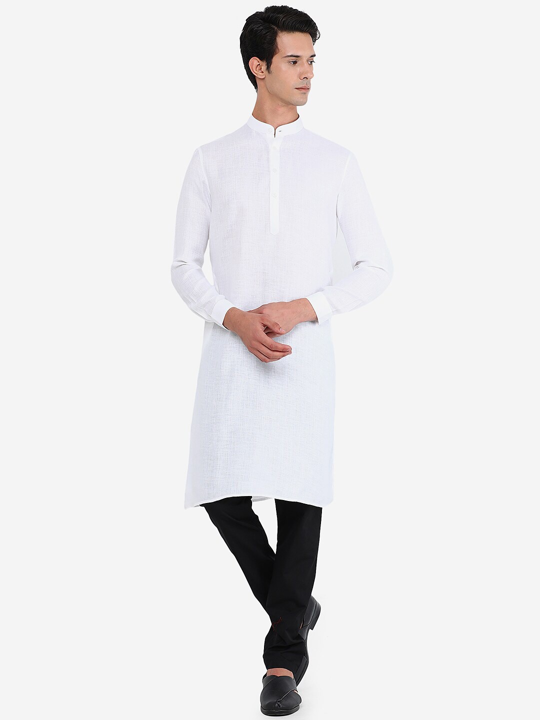 

Modi Kurta Men White Solid Straight Cotton Kurta