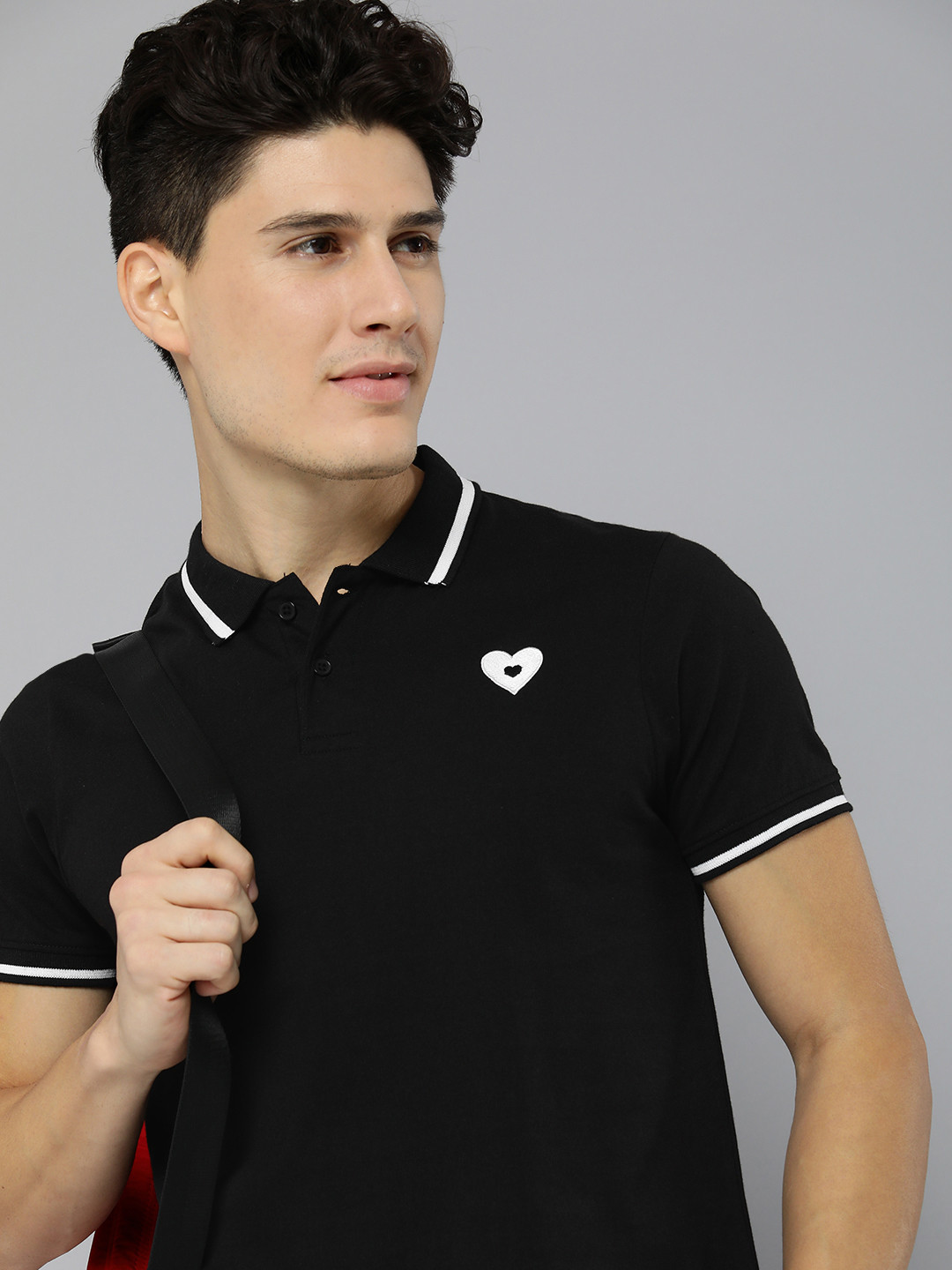 

Mast & Harbour Men Polo Collar Pure Cotton T-shirt, Black