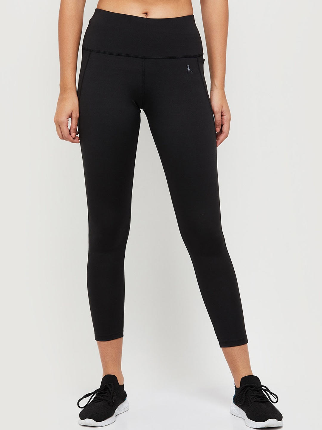 

max Women Black Solid Polyester Sports Tights