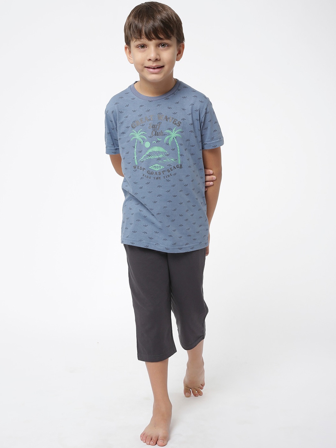 

Sweet Dreams Boys Blue & Black Printed Night suit
