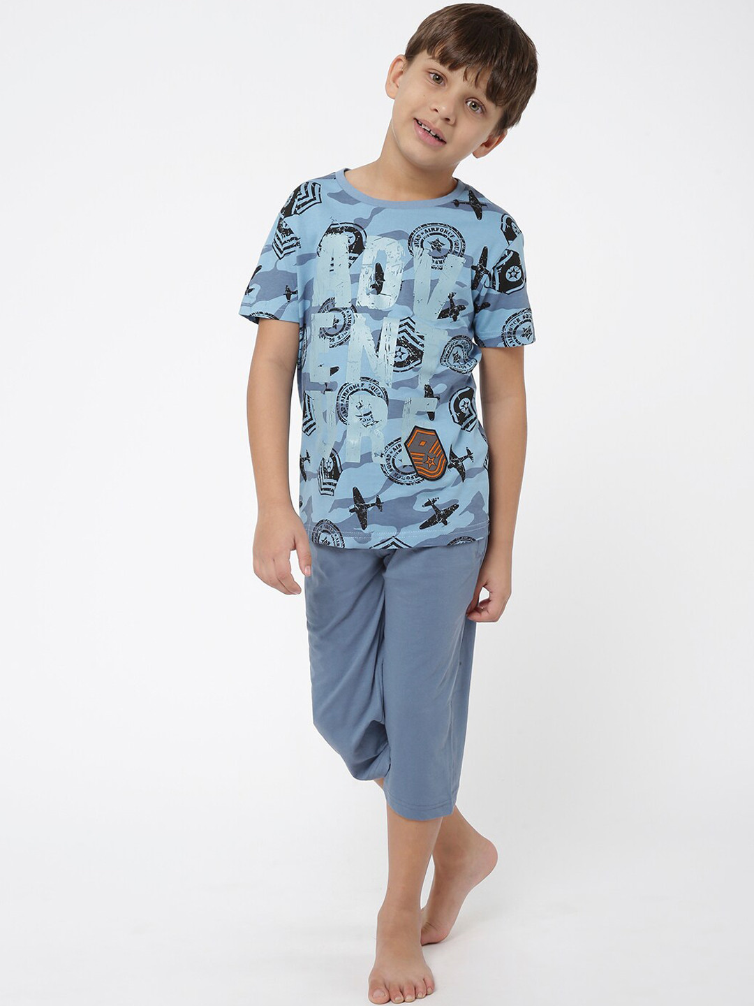 

Sweet Dreams Boys Blue & Black Printed Night suit 5059AV
