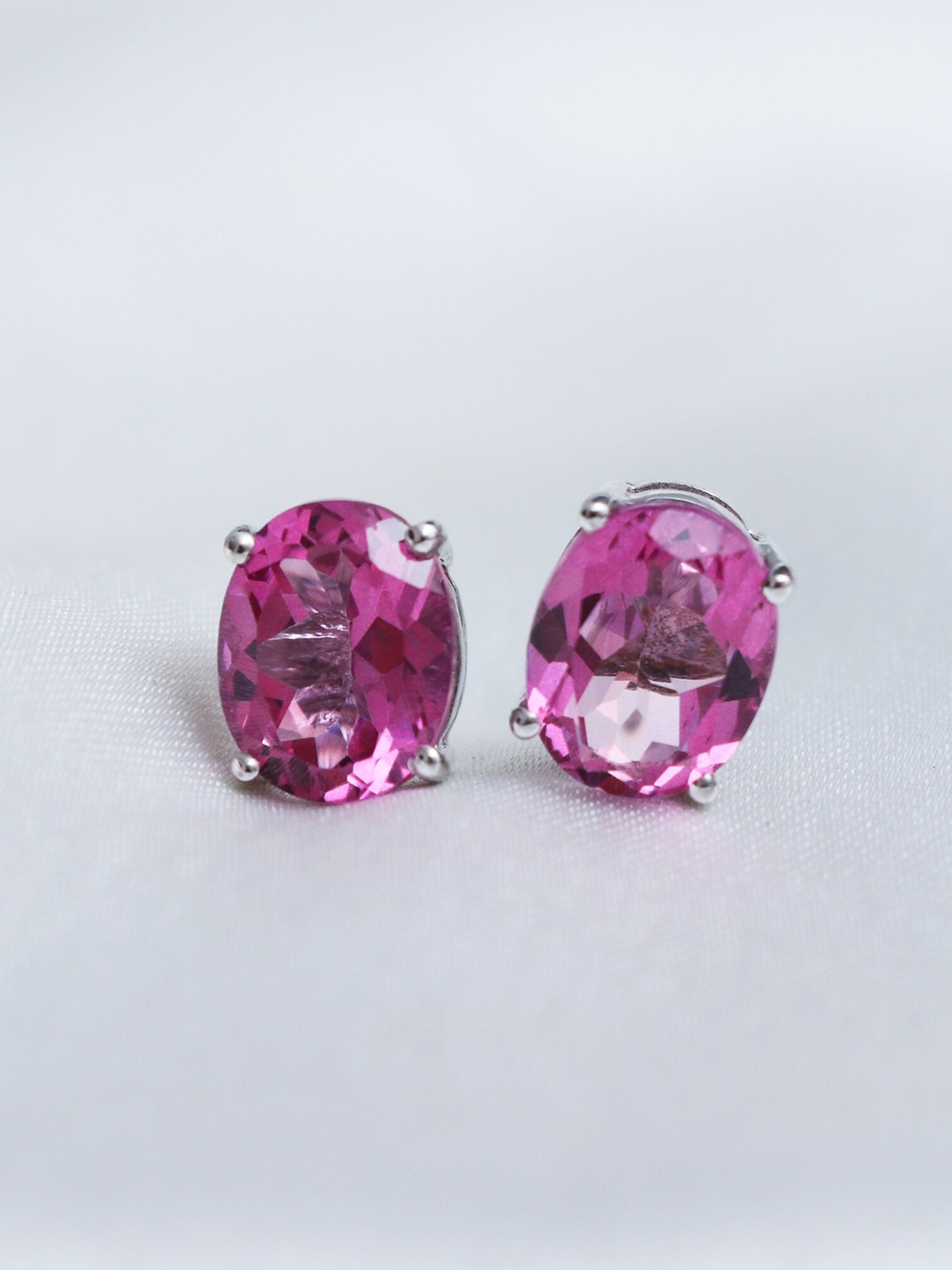 

HIFLYER JEWELS Pink Oval Studs Earrings