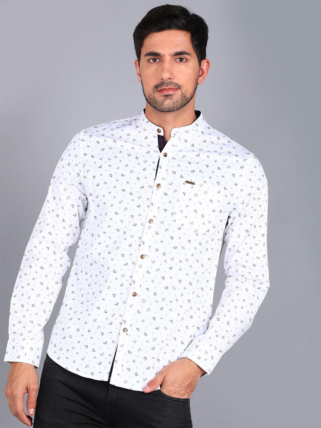 

Urbano Fashion Men Slim Fit Printed Cotton Casual Shirt, White