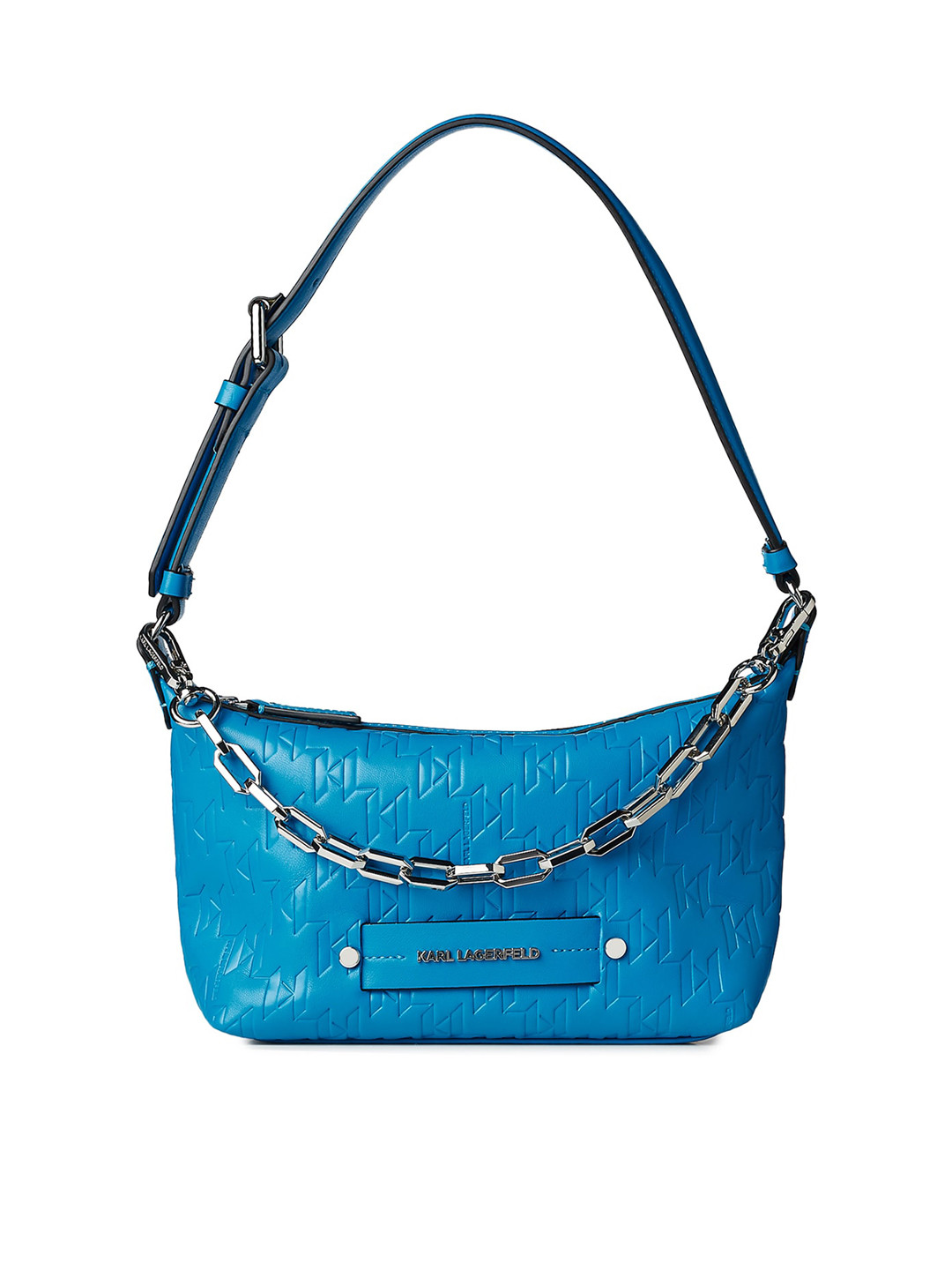 

Karl Lagerfeld Blue Textured Structured Handheld Bag