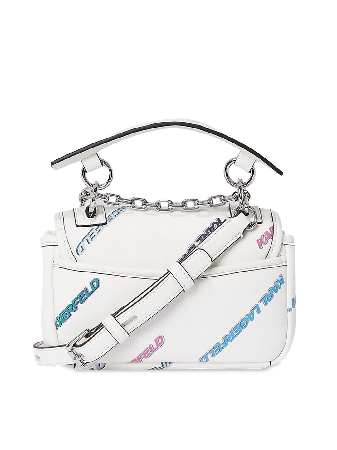 

Karl Lagerfeld Women White Printed Leather Swagger Handheld Bag