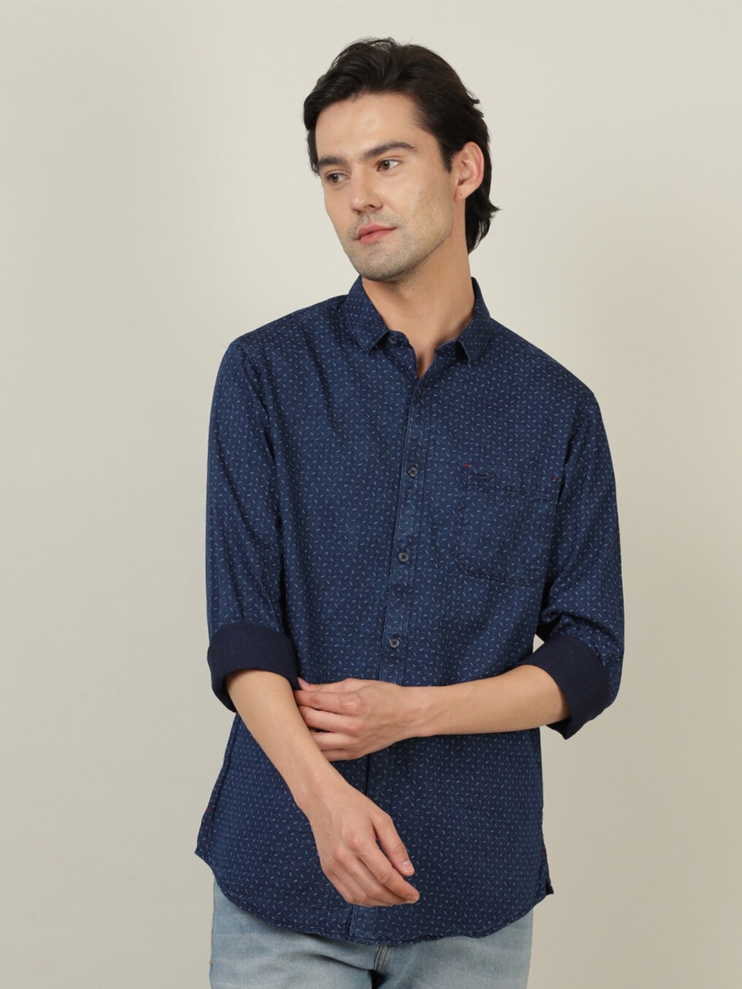 

Crocodile Men Blue Classic Printed Casual Shirt