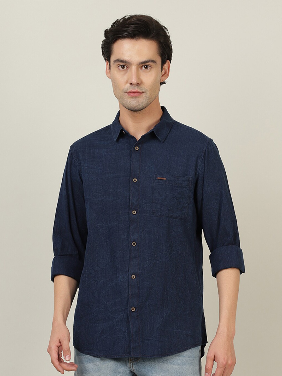 

Crocodile Men Blue Classic Cotton Casual Shirt