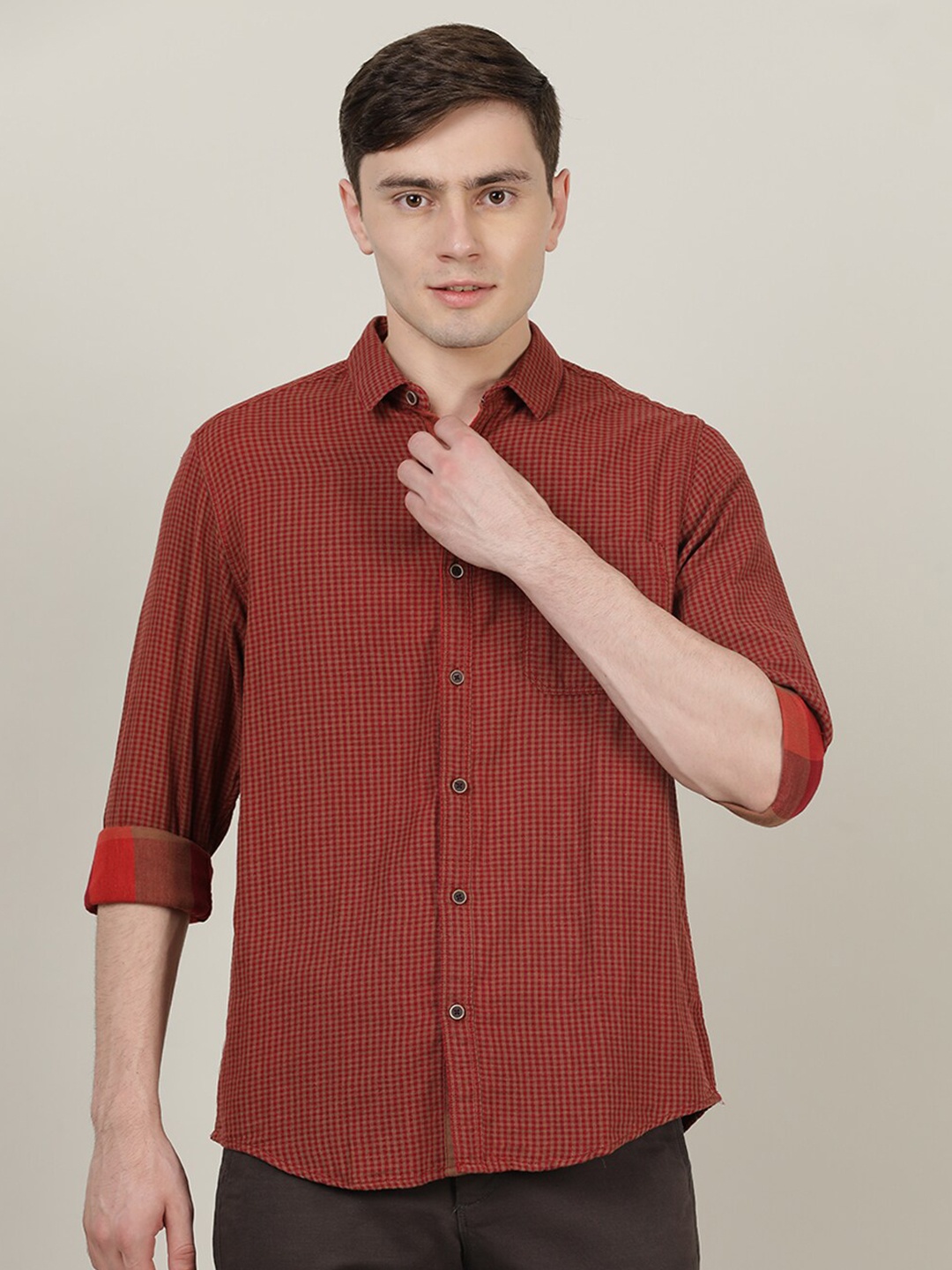 

Crocodile Men Maroon Classic Casual Shirt