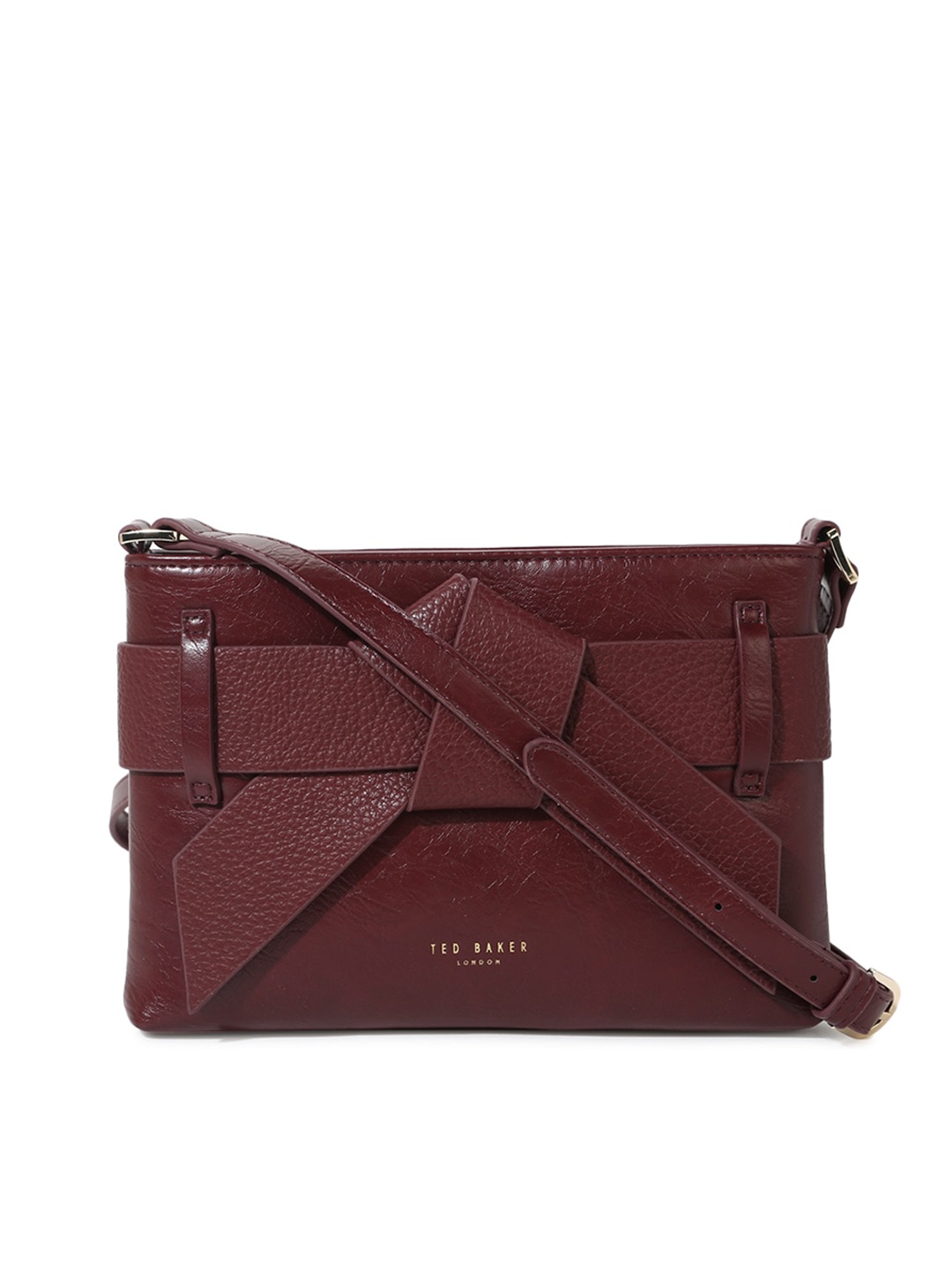 

Ted Baker Brown Textured Leather Swagger Sling Bag with Bow Detail