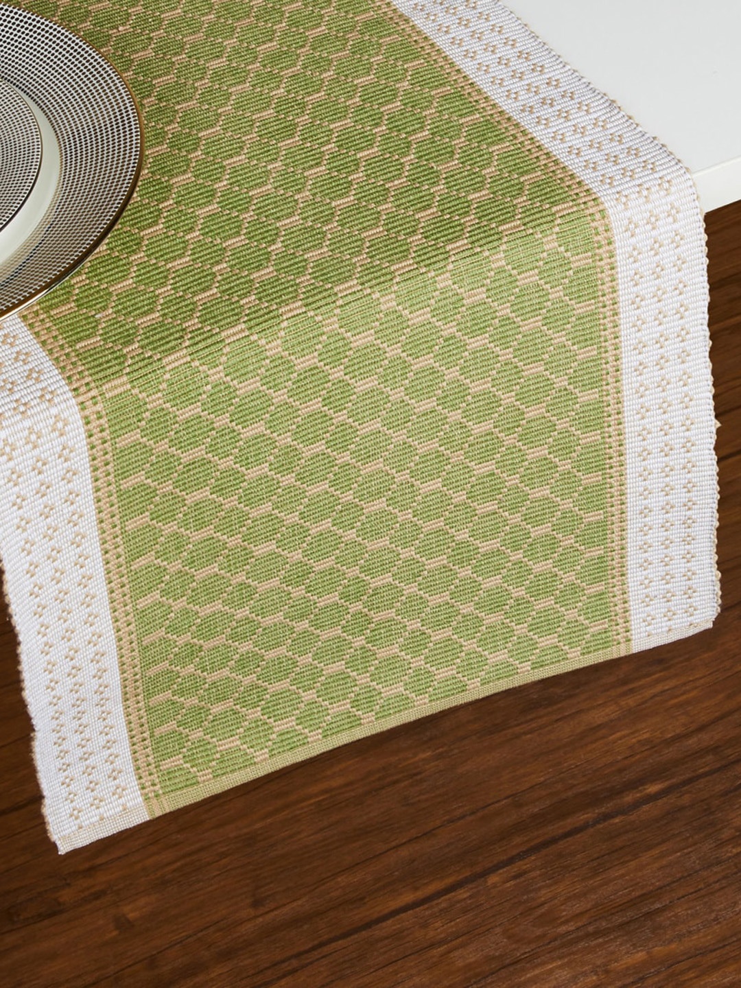 

Home Centre Green Printed Pure Cotton Table Runner