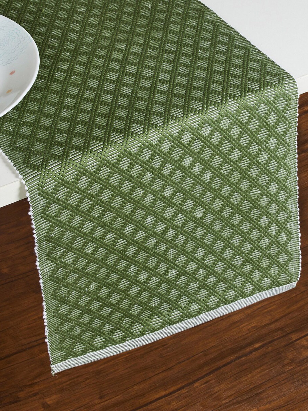 

Home Centre Green Woven Cotton Dining Table Runner