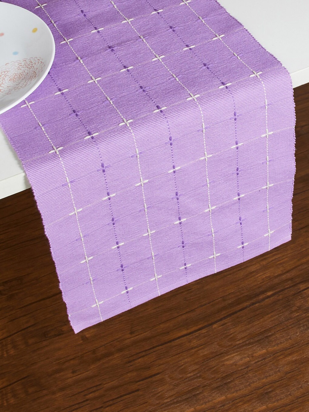 

Home Centre Purple Checked Pure Cotton Table Runners