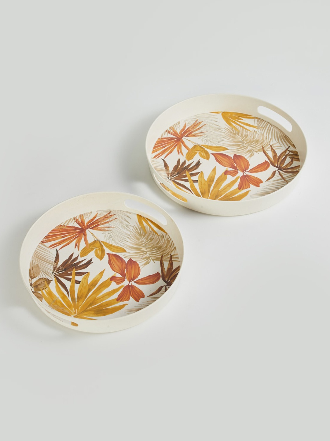 

Home Centre OffWhite & Brown Floral Serveware, Off white