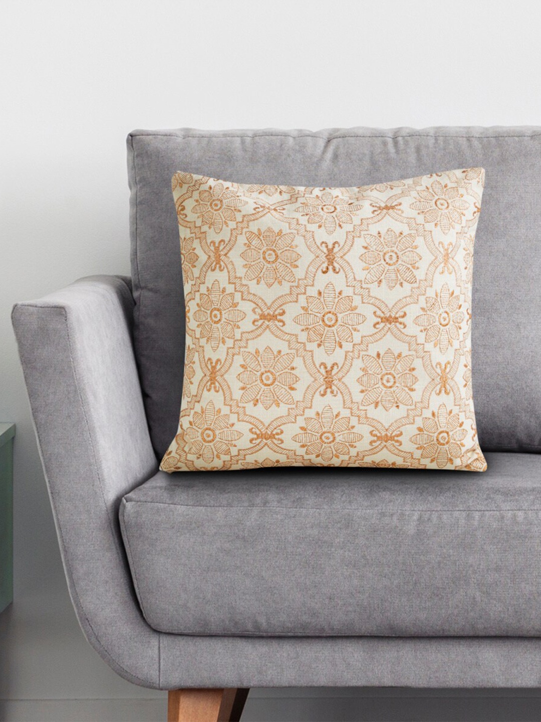 

Home Centre White & Beige Floral Square Cushion Covers