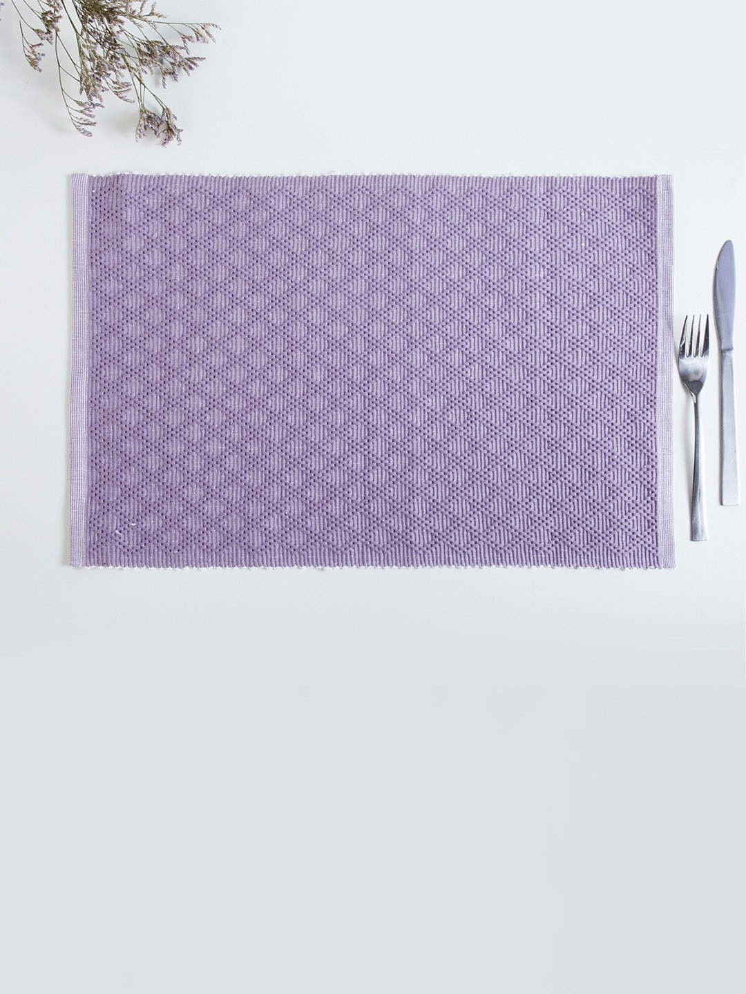 

Home Centre Set Of 2 Purple Geometric Patterned Cotton Placemat