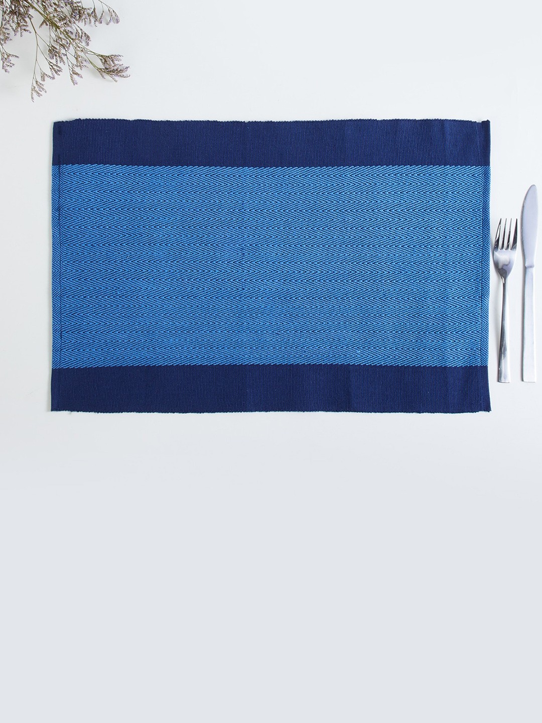 

Home Centre myra Set Of 2 Blue Woven Design Cotton Table Runners
