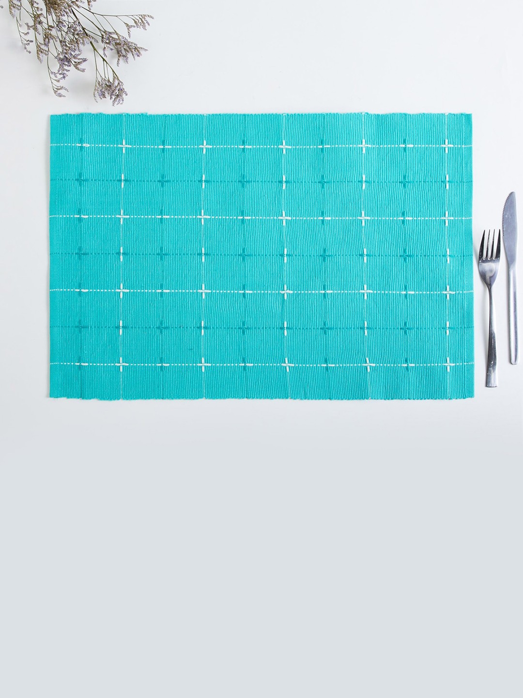 

Home Centre Set Of 2 Teal Blue Textured Table Placemats