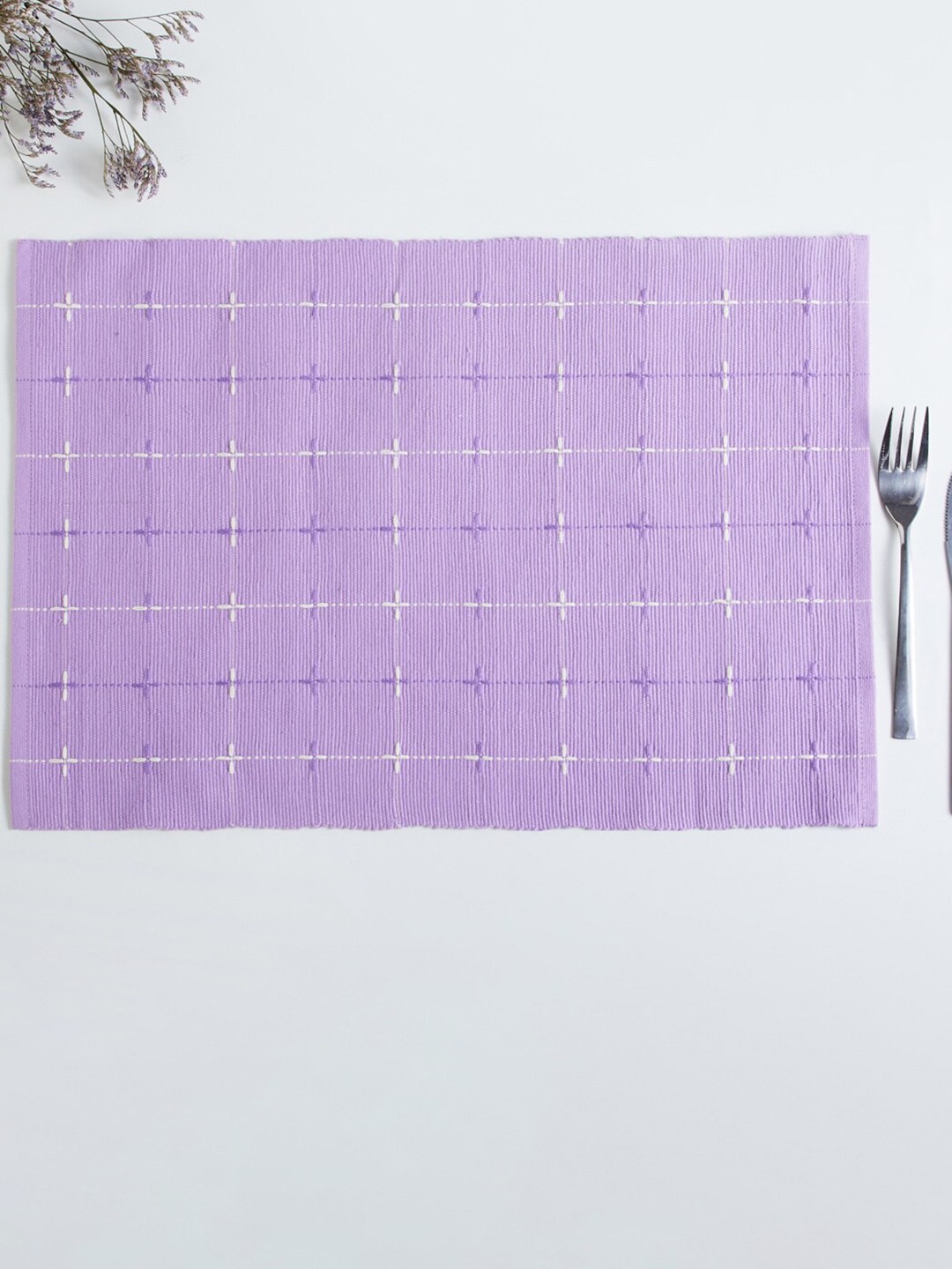 

Home Centre Set Of 2 Purple Textured Cotton Table Placemats