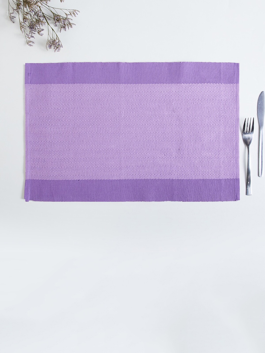 

Home Centre Set Of 2 Purple Woven Design Cotton Table Runners