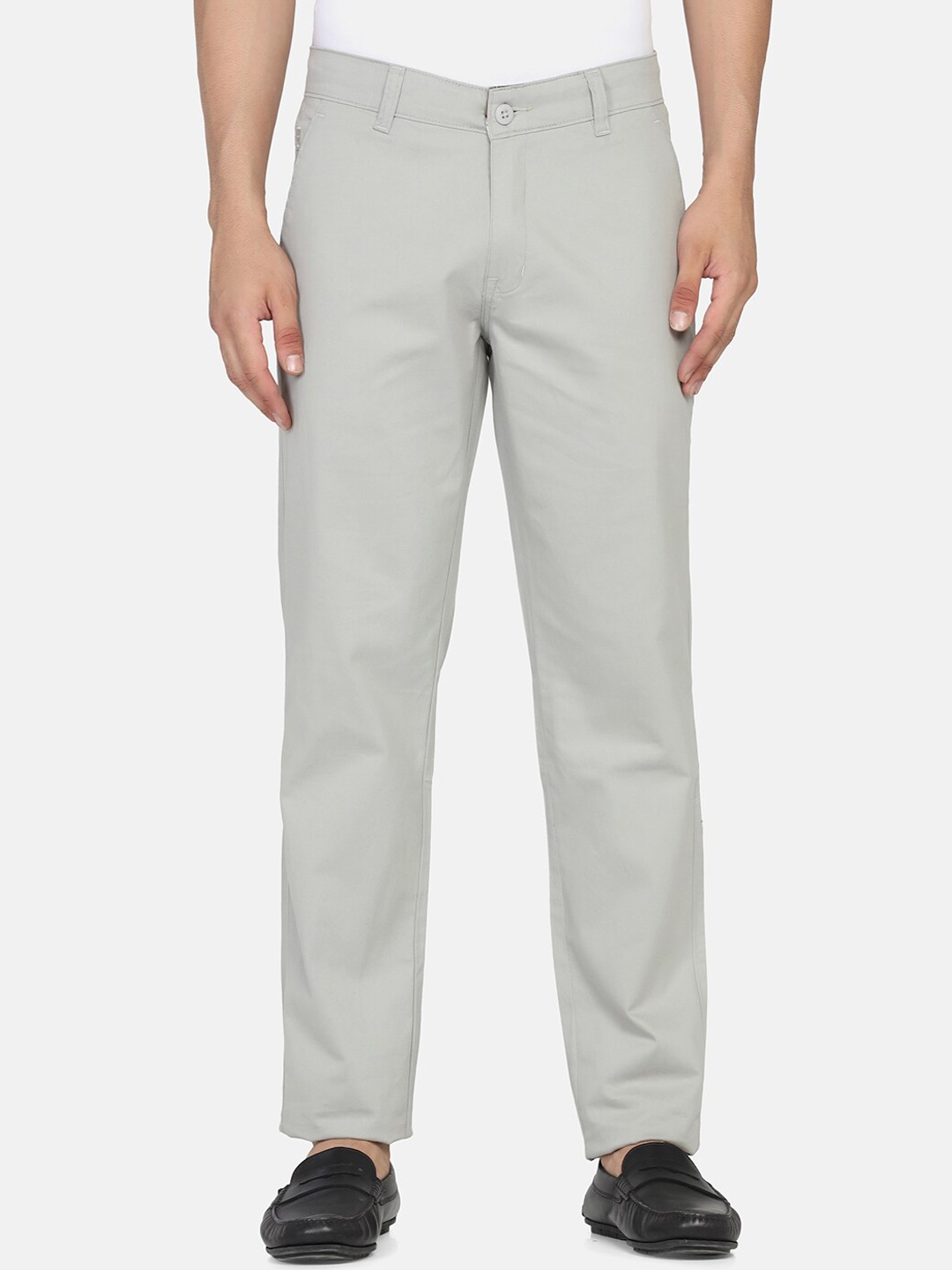 

TAHVO Men Grey Comfort Regular Fit Mid-Rise Trousers