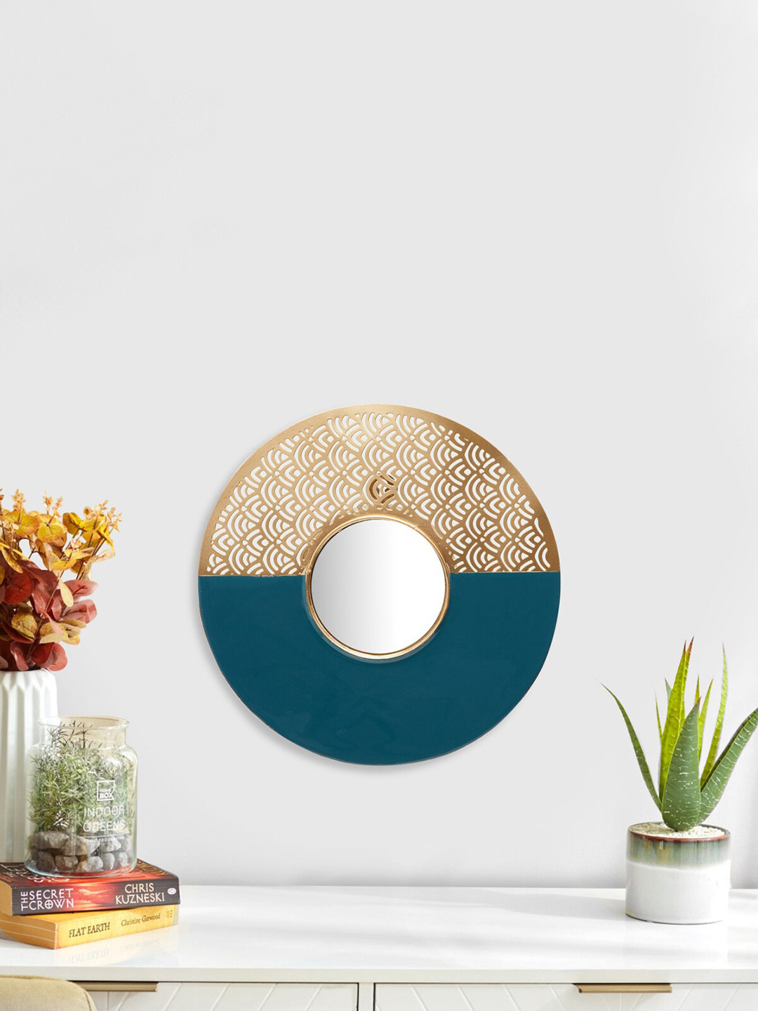 

Home Centre Gold-Toned Metal Wall Mirror