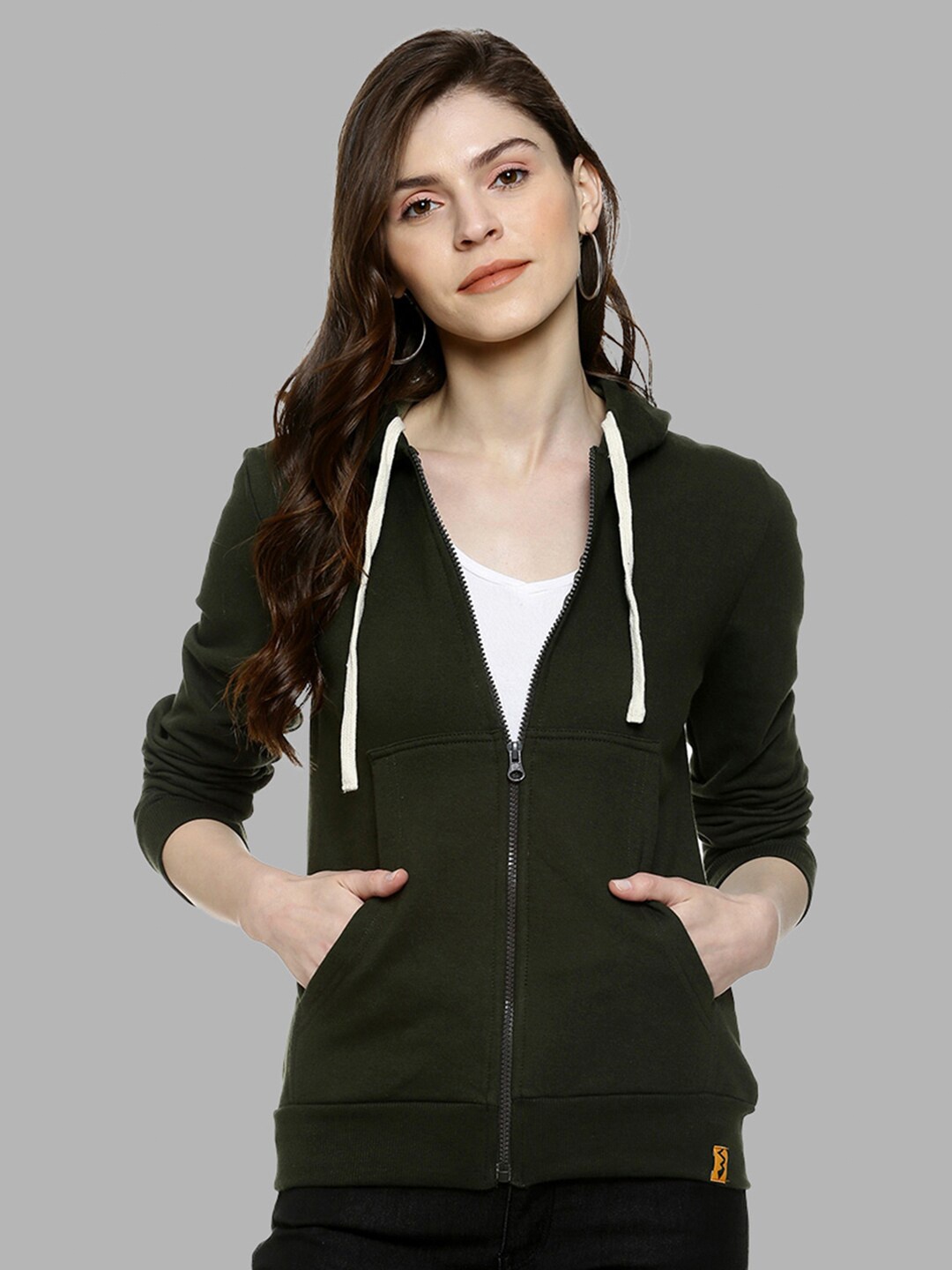 

Campus Sutra Women Green Hooded Sweatshirt