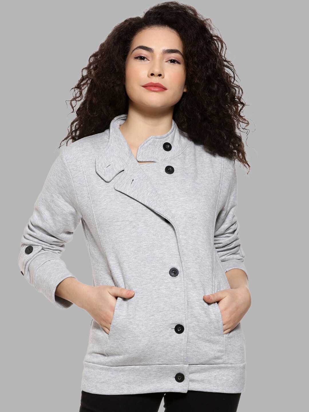 

Campus Sutra Women Grey Windcheater Outdoor Tailored Jacket