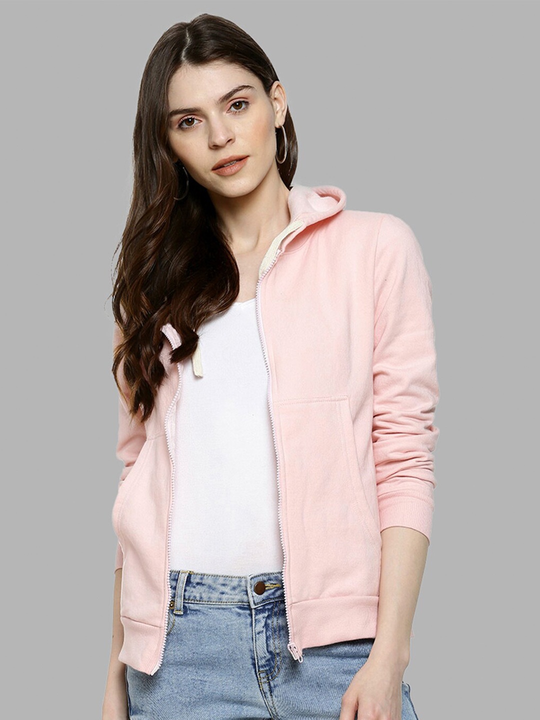 

Campus Sutra Women Pink Hooded Sweatshirt