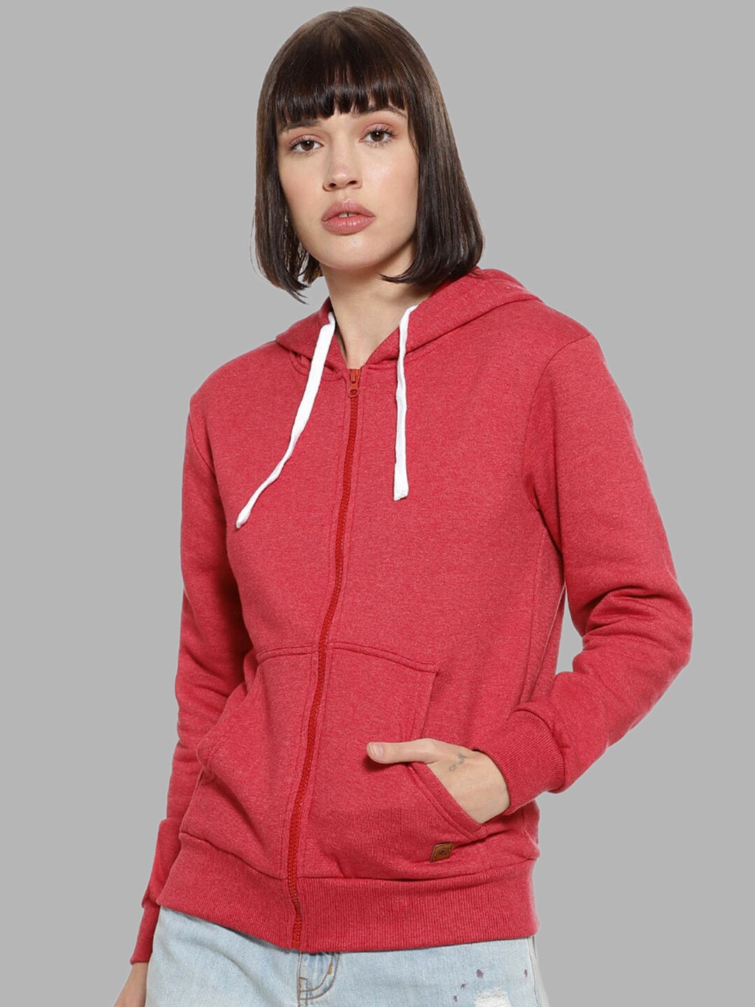 

Campus Sutra Women Maroon Hooded Sweatshirt