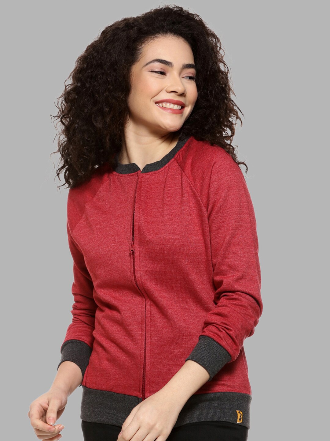 

Campus Sutra Women Maroon Cotton Sweatshirt