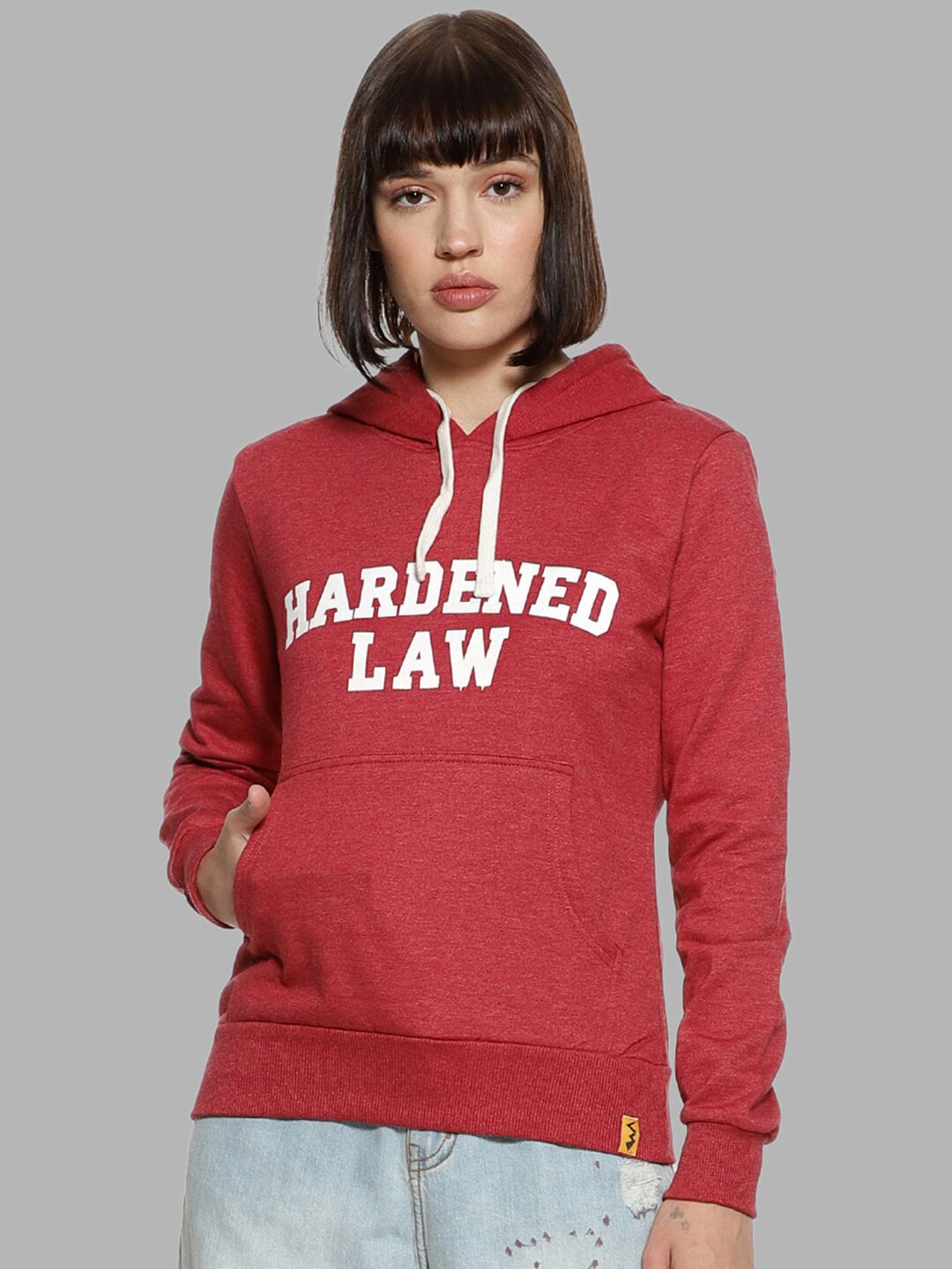 

Campus Sutra Women Maroon Printed Hooded Sweatshirt